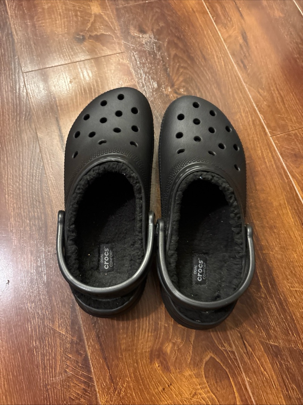 Crocs Classic Lined Clogs Black Fuzzy Sherpa Shoes M8 W10
